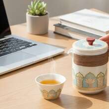 户外便携式茶具，旅行茶具，精巧功夫茶具，家居桌面装饰配件，适合送礼，可作咖啡杯和茶壶使用 - 彩色 - 查看 7