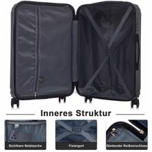 YONSLY Suitcase 20/24/28 Inches With Combination Lock Double Maintenance Zipper 360° Wheels Mesh Pocket Multi‑Stage Telescopic Handle For Vacation - 黑色 - 查看 5