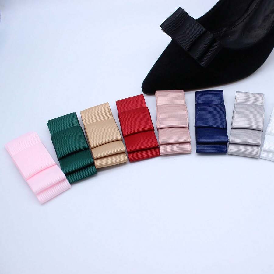 Multi-Color Satin Bow Shoe Decorations, Versatile Detachable Shoe Clips, Minimalist Sweet Style Shoe Accessories, Everyday Wear Decorative Accessory Bows
