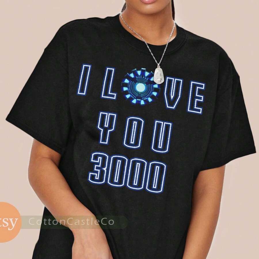 I Love You 3000 T-Shirt Inspired By Endgame Tony Stark Shirt Ir On M An Tee 24 - 黑色 - 查看 1