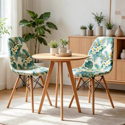 Bộ 1/4/6 vỏ bọc ghế cong bằng lụa sữa in kỹ thuật số, họa tiết hoa, độ co giãn cao, chống bụi, phù hợp cho phòng khách, nhà bếp, phòng ngủ, phòng học, trang trí nhà cửa, vỏ bọc ghế Eames.