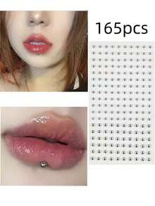 1pc Y2K Sexy Body Jewelry Stickers, Including Lip Stud Stickers, Fake Nose Rings, Eyebrow Stud Stickers, Lip Rings And Eyebrow Stickers, Rhinestone Face Decorations For Parties And Music Festivals, Temporary Tattoo Body Art Stickers Without Piercing, Eye Makeup Accessories - Multicolor - View 3