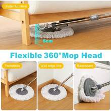 Spin Mop And Bucket, 360° Mop & Handle, Wet And Dry Use, 4 Reusable Microfiber Refills, Hands-Free Cleaning For Hardwood, Tile, - A - View 4