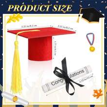 2 Pcs Small Graduation Cap And Diploma Cake Topper 2026 Graduation Party Cake Decorations Supplies Red - Màu đỏ - Xem 2