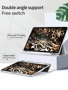 1pc Lovely Leopard/Snake/Zebra Print Pattern Silicone Shockproof Protective Case With Pen Slot, Compatible With IPad 7th, 8th, 10th Generation (10.2 Inch), Support Sleep/Wake Function, Compatible With Huawei, - Multicolor - View 6