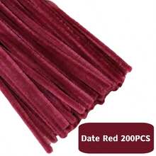 200 PCS Limpiadores de tuberías rojos Vástago de chenilla, Limpiador de tuberías de tallos de chenilla, Limpiadores de tuberías rojos Suministros para manualidades para decoración de manualidades UCNG - Vino tinto - Ver 11