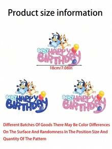 Bluey 1pc Bruce Cake Topper And Cupcake Topper Set, Bruce Theme Birthday Party Decoration Supplies - Multicolor - View 4