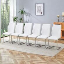 Chairs Made Of PU Material, 2 Sets. Chair Legs Made Of Silver Metal. Suitable For Offices, Dining Rooms, Kitchens, Conference Rooms And Similar Environments. - White - View 11