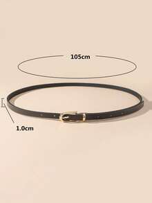 Women's Multi-Color Buckle PU Dress Sweater Decorative Skinny Belt, Suitable For Daily Wear - Beige - View 4
