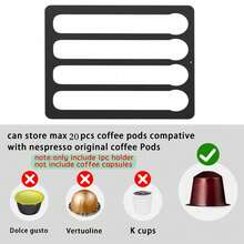 1 pieza Apto para estante de cápsulas de café de metal dedicado, estante de exhibición y almacenamiento de cápsulas de café montado en la pared de forma creativa, con múltiples métodos de instalación sin perforar agujeros. La capacidad máxima es de 20/40 piezas de cápsulas de café. - Multicolor - Ver 7
