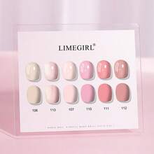 LIMEGIRL 6色草莓系列果冻指甲油套装（裸粉/闪光粉/浅粉/深粉/玫瑰灰/红棕色），UV LED可卸甲油胶，质地顺滑持久，理想的DIY美甲入门套装，送给女孩的完美礼物 - 彩色 - 查看 2