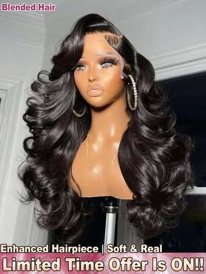 200% 密度 34 英寸 5*5 13*4 蕾丝前假发，自然波浪卷发，带婴儿发 - 即戴即用，无需胶水，无需技巧，自然波浪卷发，透明高清蕾丝前假发，无胶，逼真发际线 - 自然黑色，真人发，预漂白，预拔毛，巴西原生发，中分，无胶前假发，女士假发 - 真人发前假发，无胶编织假发，适合日常佩戴，易于佩戴，混合发质