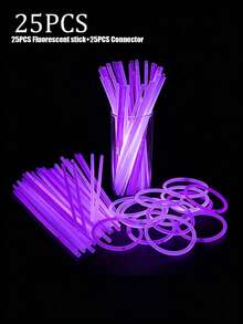 100/50pcs 8-Inch Colorful Glow Sticks Set, High Quality Super Bright Glowing Sticks, Glow Decor, Luminous Effect, Long-Lasting Glow, Add Radiance To Parties - Purple - View 12