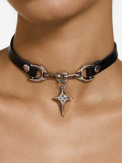 Kryxie 1pc Y2K Charm PU Leather Sexy Retro Necklace, Suitable For Women, Baddie Goth Style Jewelry Accessory Gift