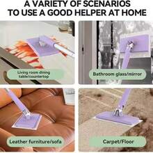 1pcs Mini Mop, 360° Swivel Head Lazy Mop For Floors & Walls, Hands-Free Cloth Change, Adjustable Handle For Wet/Dry Multi-Surface Cleaning (Purple) - A - View 9