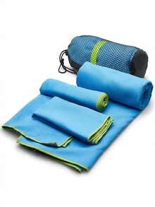 Toalla Deportiva para Nadadores - Diseños en Varios Colores - Microfibra Ultra Absorbente - Azul Cadete - Ver 2