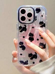 1pc Gradient Polka Dot Cute Cat Phone Case, Suitable For Phone 17 Pro Max, 17 Air, 17, 17 Pro, 16, 15, 14, 13, 12, 11 Pro Max Plus, Shockproof Protective Cover - Multicolor - View 3