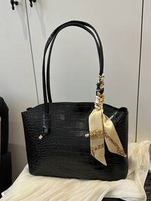 1件新款奢華純色高端多功能女款單肩手提包 - 黑色 - 查看 8