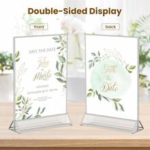 Bộ 3 khung ảnh acrylic màu bạc kèm chân đế hình chữ T hai mặt màu vàng, kích thước 4"x6" (10x15cm), dùng để đựng thực đơn, số bàn cưới, khung ảnh gia đình, trưng bày sự kiện. - T-Bạc - Xem 7