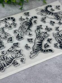 1 Transparent Rubber Stamp Retro Rubber Transparent Card Cat Pattern Making Stamp DIY Scrapbook Photo Magazine Album Decoration Monthly Stamp - C - View 1