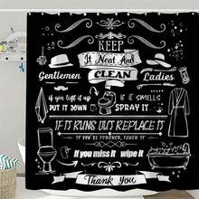 1pc 2D Flat Decorative Shower Curtain, With Humorous Quotes And Creative Black And White Design, Made Of Waterproof Polyester Fabric, Suitable For Home Decor, Washable And Waterproof, Easy To Install And Use - Multicolor - View 7