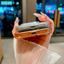Koolife 1pc Orange Transparent Magnetic Phone Case, Large Camera Lens Protection, Shock-Resistant MagSafe Compatible, Suitable As Gift For Women, Fits Apple 17/17 Pro/17 Pro Max - Orange - View 6