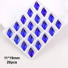 11*19mm, 20pcs/Pack, Diamond Shaped Flat Bottom Double Hole Exquisite Glass Rhinestones, For Sewing Wedding Dresses, Handbags And Shoes, Jewelry Making, Handicraft Accessories - 11*19mm 20pcs - View 25