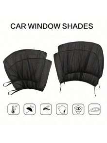 2/4pcs Universal Car Window Mesh Curtains, Anti-Mosquito & Anti-Insect, 30% Sun Protection & Heat Insulation, Dust-Proof, Ultra-Breathable Mesh Design, Fits 99% Of Car Side Windows, Effective Mosquito & Insect Protection, Privacy Protection, Light Blocking & Anti-Peeking, Easy Installation, Secure Fit, Does Not Affect Window Operation - A - View 5