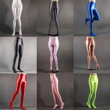 High Waist Sheer Opaque Glossy Yoga Dance Leggings Plus Size 7050 Seamless Footed Tights For Women - 螢光綠 - 查看 2