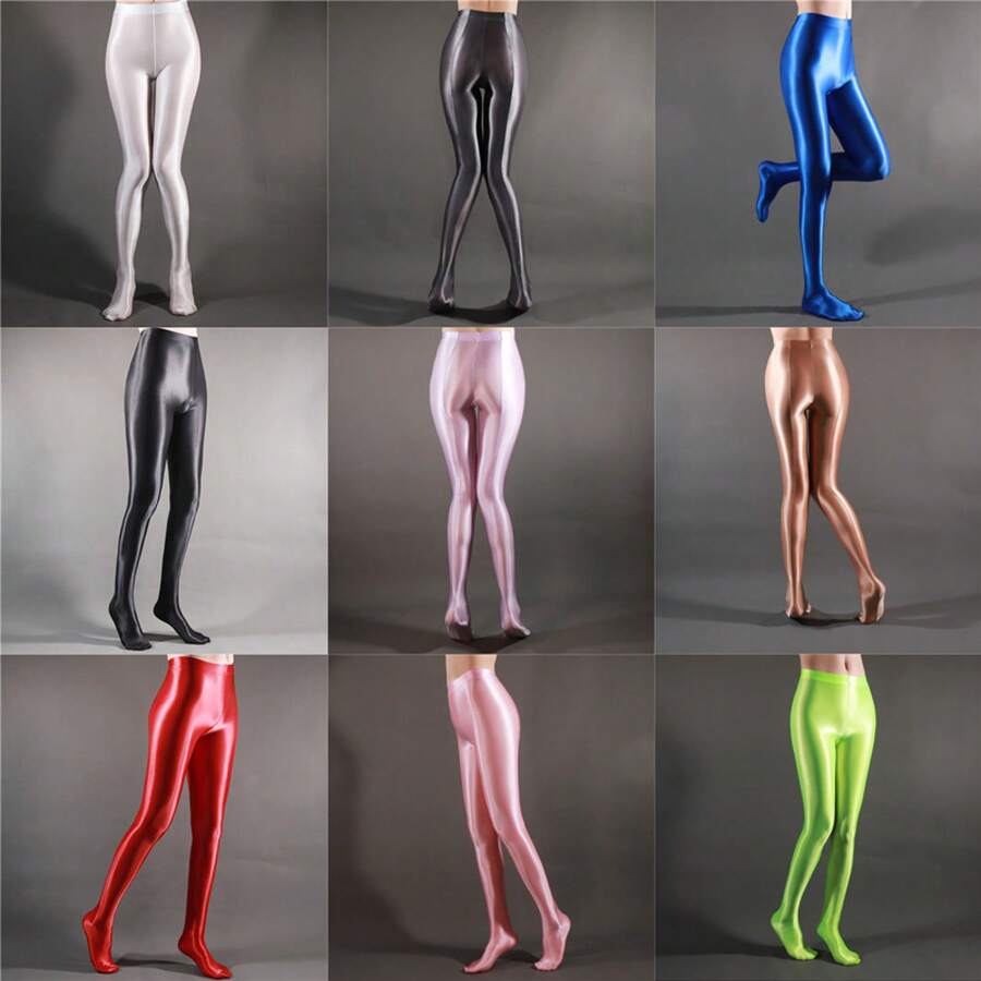High Waist Sheer Opaque Glossy Yoga Dance Leggings Plus Size 7050 Seamless Footed Tights For Women - 客製化顏色 - 查看 1