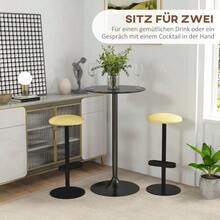 Bartisch Stehtisch Runder Küchentisch Für Wohnzimmer Esszimmer Stahl Schwarz Ø60 X 102 Cm, Modern & Platzsparend - Black - View 5