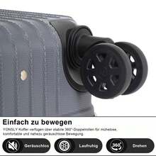YONSLY Lightweight Suitcase 20/24/28 Inches With Combination Lock 4 Wheels 360° Double Zipper Mesh Pocket Soft Rubber Handle Trolley Suitcase - 深灰色 - 查看 3