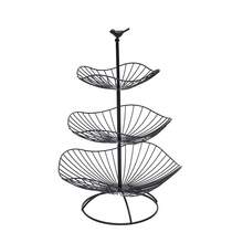 3-Tier Gold Fruit Basket, Metal Fruit Stand, Decorative Eye-Catcher, 3 Storage Baskets For More Countertop Space For Parties, Christmas Parties (Black) - Black - View 6