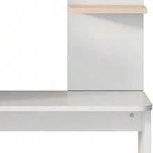 Arbeitstisch/Schreibtisch Mit Aufbewahrung – White Mit Stabholzkontrast, Unterer Schrank Mit Türen Und Oberes Offenes Regal, Büro-Design, 123.5x45x168.5 Cm - Natural - View 8
