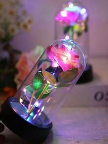 1pc Fabric Rose Flower LED Decorative Light, Battery Included, Bedroom Bedside Table Desktop Decor Light, Couple's Memorial Gift, Birthday Gift, Living Room Desk Decor Night Light, Suitable For Valentine's Day, Mother's Day, Graduation Season Gift - Color Light - View 6