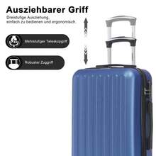 YONSLY 3‑Piece Suitcase Set 20/24/28 Inches With 4 Wheels 360° Combination Lock Soft Rubber Handle Lightweight Travel Suitcase For Vacation - Deep Blue - View 6