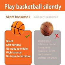 1 pieza Balón de baloncesto silencioso, de 7.1 pulgadas de alto con rebote alto y silencioso, fabricado en material TPU, adecuado para deportes en interiores, entretenimiento en el hogar, entrenamiento de baloncesto, interacción entre padres e hijos, con textura suave y antideslizante, accesorio de equipo deportivo de interior, mejora fácilmente la experiencia de ejercicio, un artículo práctico e imprescindible. - Multicolor - Ver 5