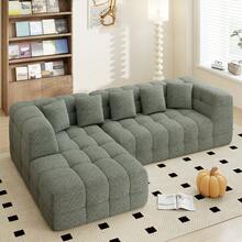 Nalupatio 107" Chenille Boneless Couch With L - Shaped Chaise, Comfy Modular Sectional Sofa With Tufted Design, Modern Upholstered Sofa, No - Assembly Sectional Couch,Green - màu xanh lá - Xem 10