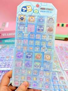 Pegatinas cuadradas con relieve de cristal 3D, pegatinas decorativas para niños y niñas, removibles y reutilizables, sin dejar rastro, variación de color al azar - Multicolor - Ver 9