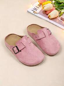 A Pair Of Children's Closed-Toe Slippers, Slip-On Mules For Boys And Girls, Comfortable Flat Shoes Suitable For Both Indoor And Outdoor Use, Casual Shoes For All Seasons. - 粉色 - 查看 1