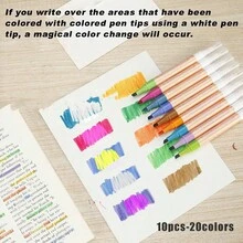 Bộ 10 bút dạ quang hai đầu, đổi màu; 20 màu sắc, sắc thái rực rỡ, viết trơn tru, lý tưởng cho việc viết nhật ký, tô màu, học tập, sử dụng văn phòng; lựa chọn tốt nhất cho học sinh, trường học, ghi chú, văn phòng; phần thưởng trong lớp học, quà tặng ngày lễ, đồ dùng học tập/văn phòng. - nhiều màu - Xem 3