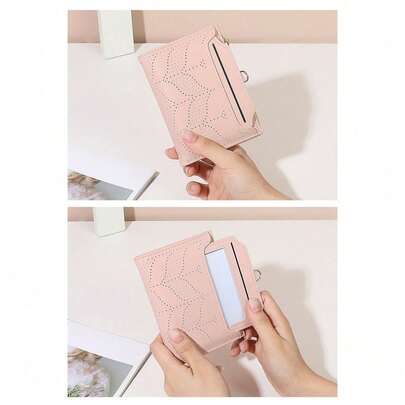 新款镂空叶子设计钱包，多卡位，PU皮革女士手拿包，带拉链零钱袋，大容量