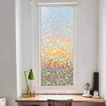 3D全息彩虹透明装饰玻璃静电吸附无胶膜，彩色玻璃窗贴，家居装饰，情人节装饰，客厅窗帘，圣诞派对背景，自粘壁纸，家居装饰理想之选，墙面装饰 - 彩色 - 查看 2
