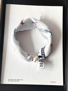 1件简约花卉磁性项链,珍珠吊坠丝巾项链,轻盈丝巾,百搭夏季配饰 - 彩色 - 查看 10