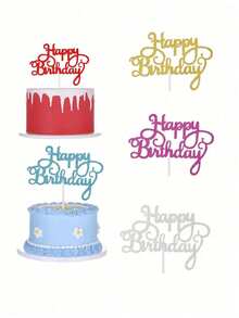 10pcs/Set Dekorasi Kue Ulang Tahun Warna-warni, Topper Kue Berkilau Perlengkapan Pesta - Beraneka warna - View 6