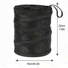 1pc Hanging Car Trash Can, 5.91x7.87 Inch Multi-Function Car Garbage Bin, Foldable Car Trash Bin, Hanging Car Organizer, Convenient Trash Container And Seat Back Storage Bag, Suitable For Car Storage, Car Interior Accessories, Gift For Men - Black - View 7