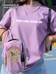 可客製化女款T恤、個性化禮物、女款背心上衣，可客製化正反面設計運動款 - 淡紫色 - 查看 2