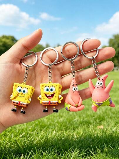 SpongeBob SquarePants Figura de llavero de acrílico de Bob Esponja, colgante con forma de gota, un colgante de pareja, se puede usar para decorar bolsos, mochilas, accesorios de ropa, decoraciones de accesorios de automóviles, joyería de moda, como un pequeño regalo para familiares y amigos en fiestas y reuniones.