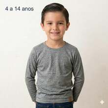 Basic Long-Sleeved T-Shirt For Boys, Premium Cotton, Comfortable, Casual, Versatile, For Boys Ages 4-14 - 石楠灰 - 查看 9