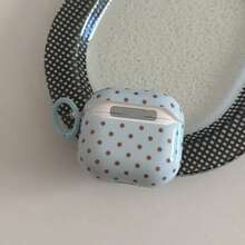 Ốp tai nghe tối giản màu xanh dương, chấm bi nâu, có móc treo, tương thích với Pro 3, New Pro 2, Cute Apple 4 Minimalist 3, ốp tai nghe cá nhân hóa 1/2 dành cho nữ - Màu xanh nhạt - Xem 5
